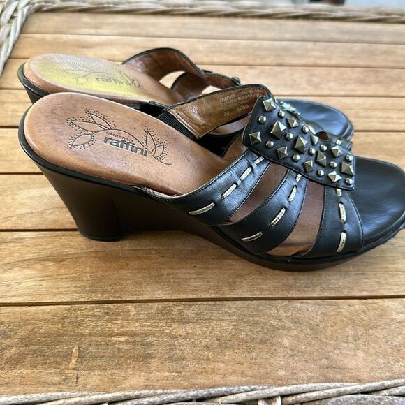 Umberto Raffini Slide Wedge Leather Sandals 40=9 - Picture 2 of 8